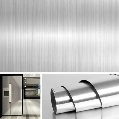 PVC Stainless Steel Removable Wallpaper - Waterproof, Oil-Proof Vinyl Sticker for Kitchen & Appliances