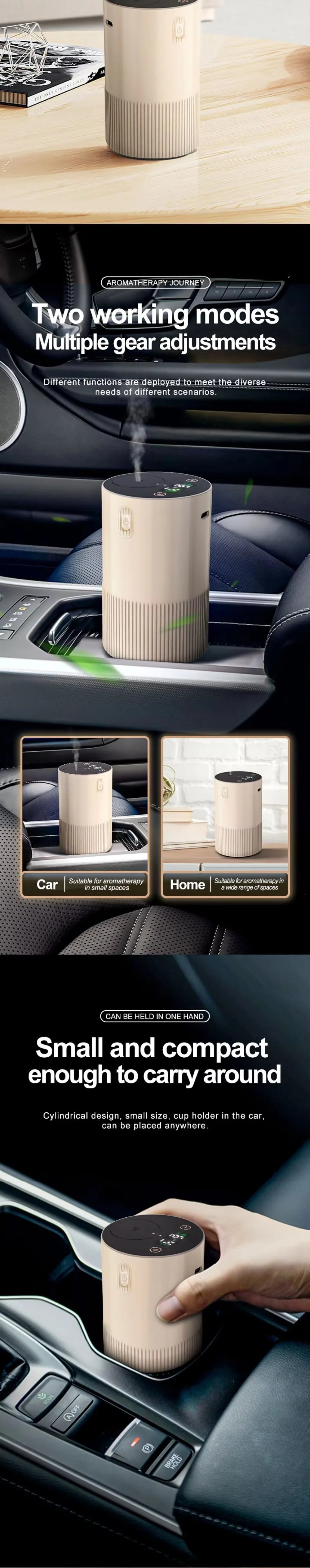 Portable Essential Oil Diffuser, Rechargeable Air Freshener for Home, Office & Car