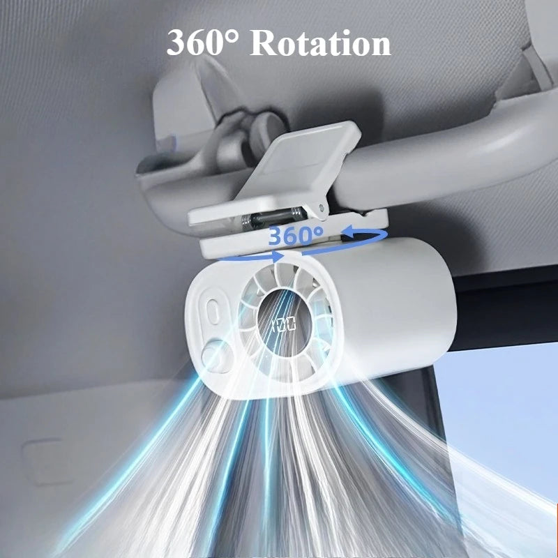 360° Rotatable 12V USB Rechargeable Portable Car Clip Fan