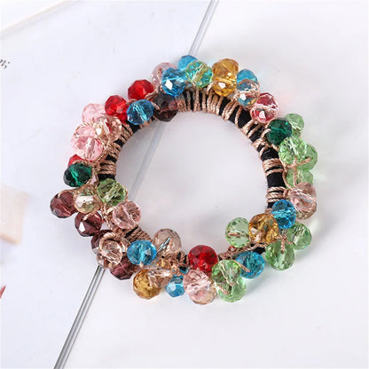Crystal Pearls Hair Rope Handmade Elastic Beaded Ponytail Holder for Women & Girls Hair Accessories