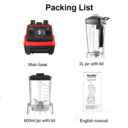 BioloMix Mini Pro 1800W Smoothie Blender with 1.8L & 0.6L Jars, BPA Free