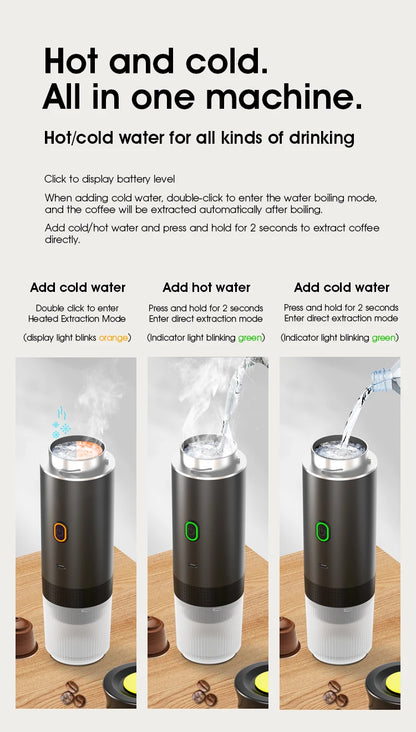 Wireless Portable Espresso Coffee Machine - 3-in-1 Travel Maker for Car, Home & Camping
