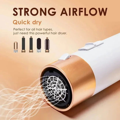 5-in-1 Low Noise Hair Styler - Professional Hair Curling, Straightening, Drying Hot Air Brushes, 1000W