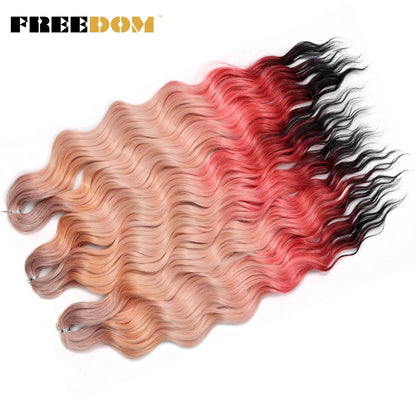 FREEDOM Synthetic Braiding Hair Extensions - 24" Deep Wavy Curly Ombre Rainbow Twist Crochet Hair