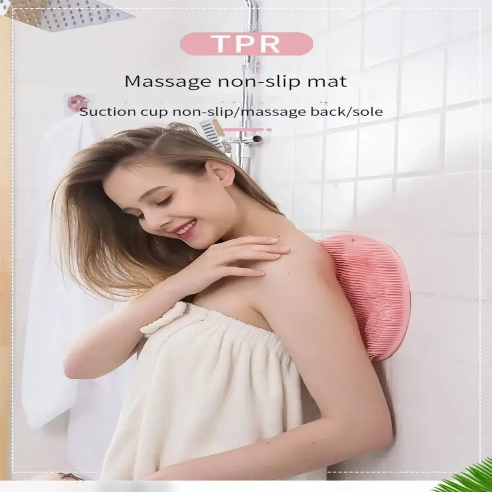 Exfoliating Shower Massage Scraper & Non-slip Bath Mat with Silicone Foot Wash Brush