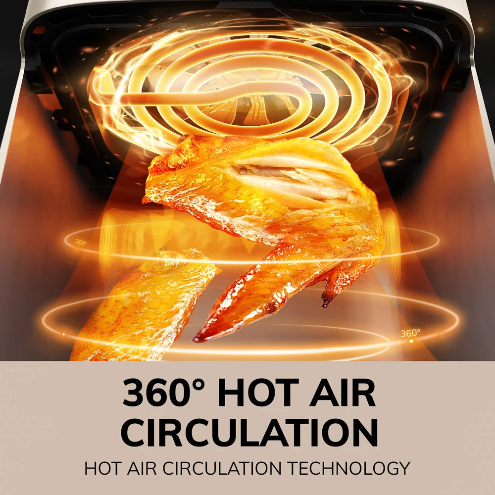 ROUNY 5L Air Fryer, Electric Oilless Cooker with Touch Control & Visible Window