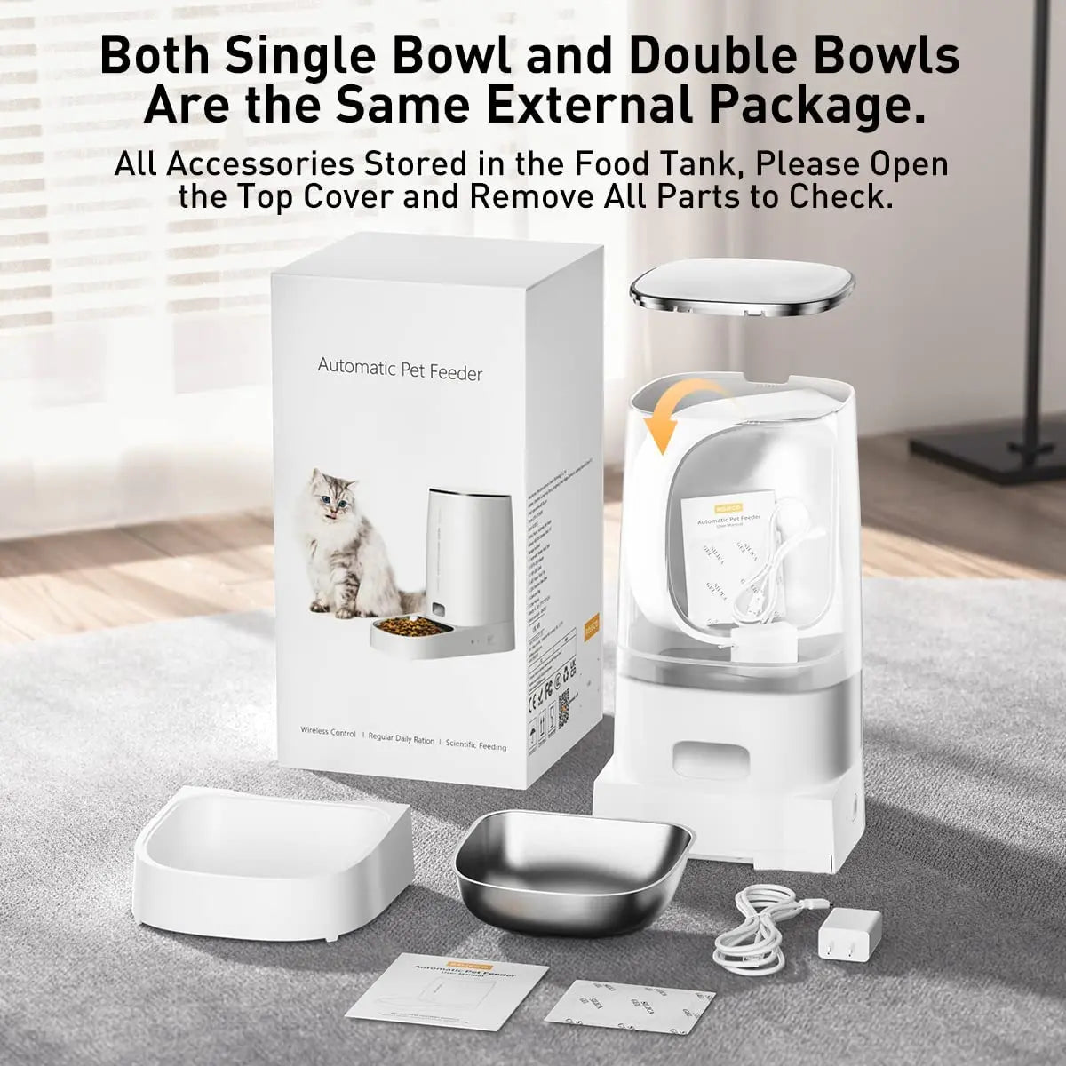 ROJECO Smart WiFi Automatic Cat Feeder – Remote Control Dry Food Dispenser for Cats & Dogs