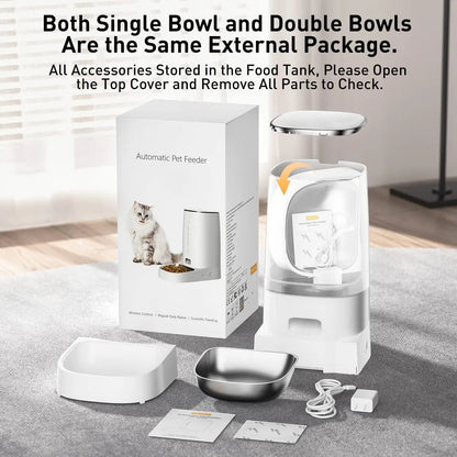 ROJECO Smart WiFi Automatic Cat Feeder – Remote Control Dry Food Dispenser for Cats & Dogs