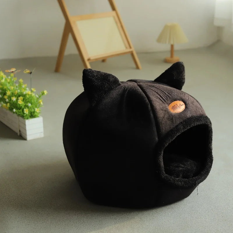Cozy Winter Cat Bed & Small Dog House – Deep Sleep Comfort Basket Tent for Pets
