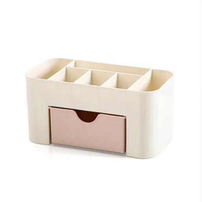 Makeup Organizer Storage Box with Drawer – Acrylic Plastic Case for Lipstick, Brushes & Cotton Swabs