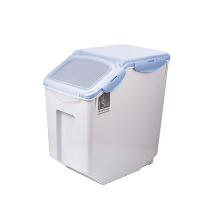 Dog Food Storage Container with Roller Base & Measuring Cup – Leakproof & Mothproof