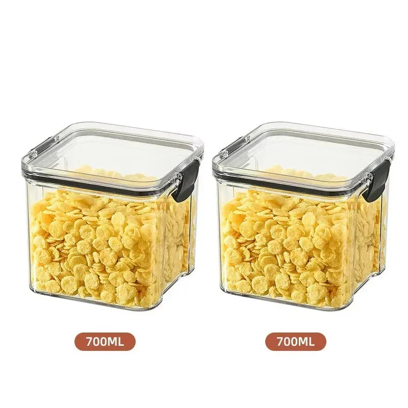Stackable Plastic Food Storage Containers Set 460-1800ml for Grains, Tea & Snacks
