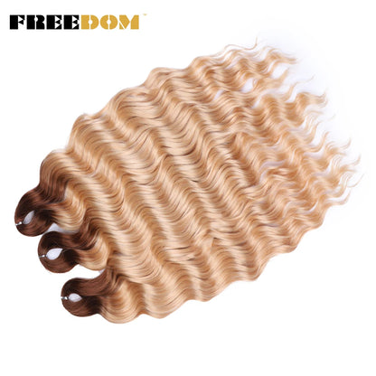 FREEDOM Synthetic Braiding Hair Extensions 24inch Loose Deep Wavy Ombre Brown Rainbow Twist