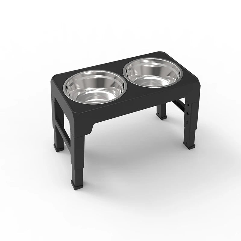 BOOTEELY Elevated Dog Feeder with Adjustable Stand & Double Stainless Steel Bowls for All Dog Sizes