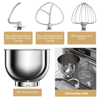 BioloMix 1200W Kitchen Stand Mixer with 11 Speeds, Dough Hook & Whisk, OLED Screen