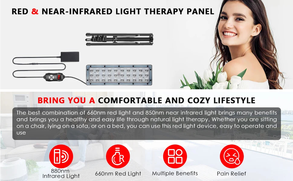 LED Red Light Therapy Lamp for Full Body & Face Muscle Relief and Beauty