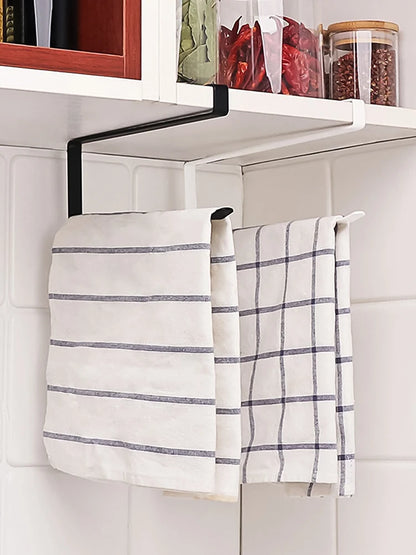 Hanging Kitchen Paper Towel Rack - Roll Paper, Plastic Wrap & Rag Organizer for Kitchen, Cabinets, Bathroom