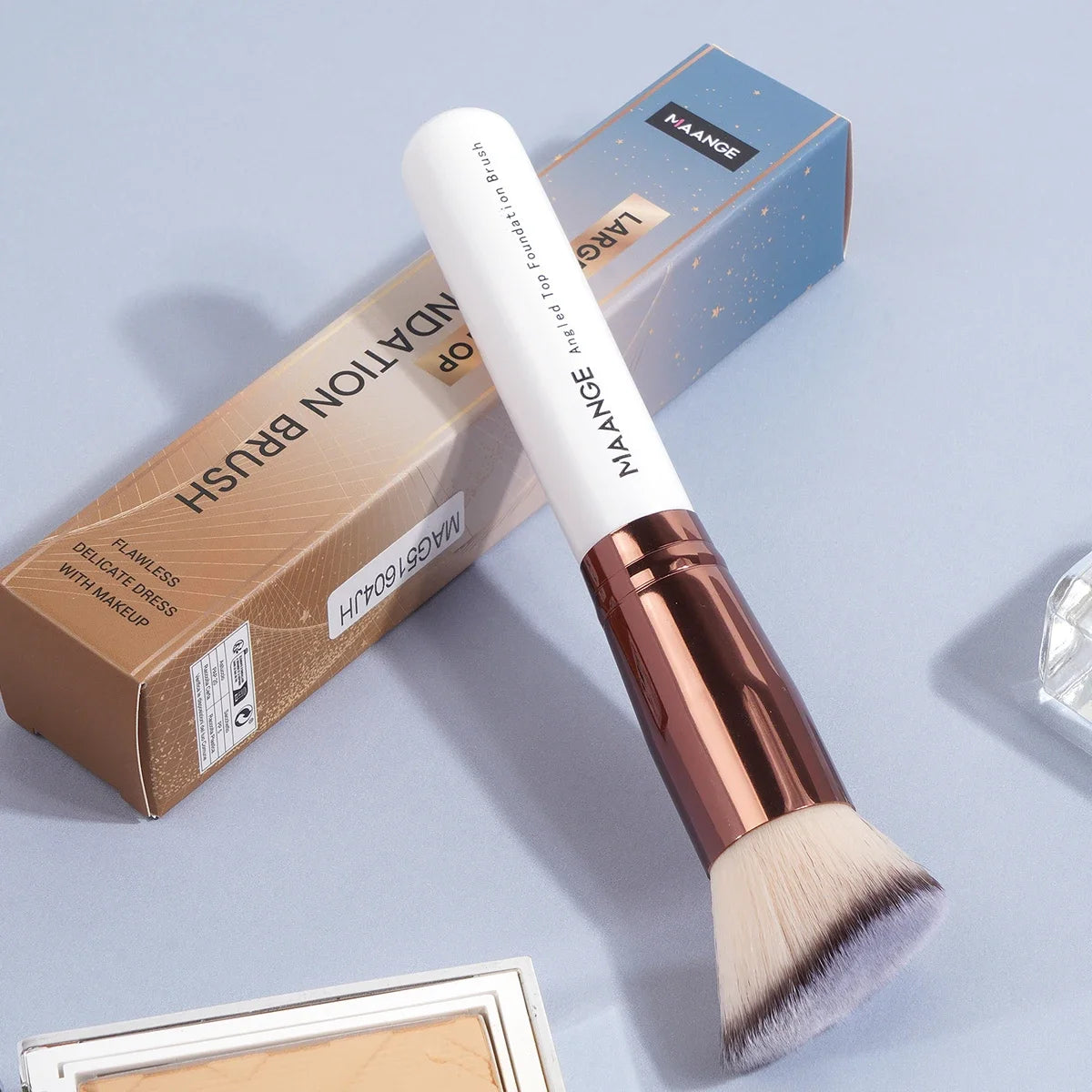 MAANGE 2PCS Flat Angled Kabuki Foundation Brush Set - Soft Bristles for Liquid & Powder Makeup