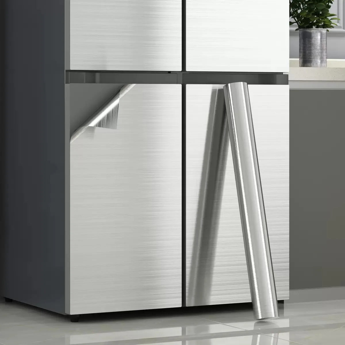 PVC Stainless Steel Removable Wallpaper - Waterproof, Oil-Proof Vinyl Sticker for Kitchen & Appliances