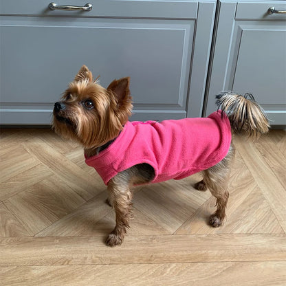 Warm Fleece Dog Jacket with D-Ring – Vest for Small Dogs & Cats, French Bulldog & Chihuahua Coat