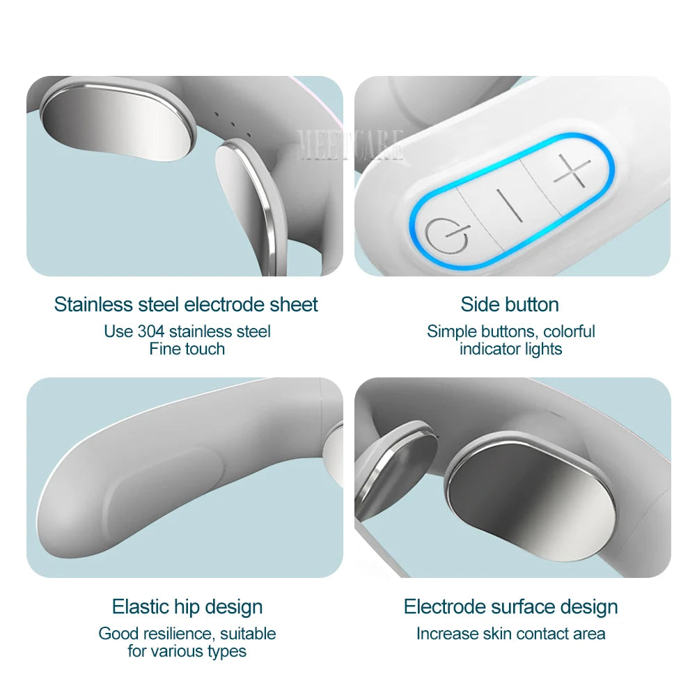 TENS Pulse Wireless Back & Neck Massager - Smart Heating Pain Relief for Shoulders & Muscles