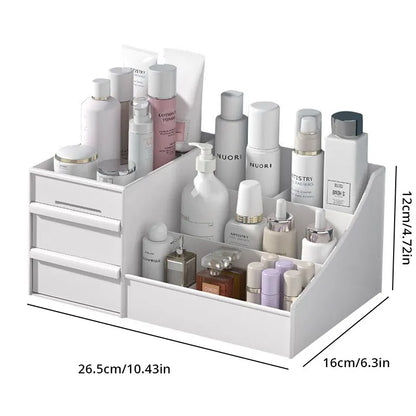 1PC White Makeup Storage Box - Plastic Drawer Organizer for Cosmetics & Skin Care