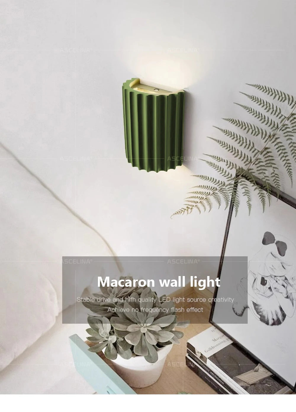 Macaron LED Wall Lamp - Resin Luxury Sconce for Living Room, Bedside & Hallway Decor