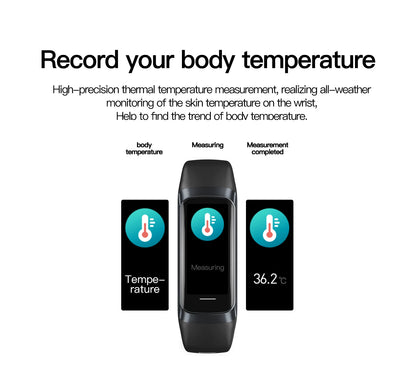 AMOLED Smartwatch with Body Temperature Monitor, Fitness Tracker, 3ATM Waterproof, for Men & Women, Compatible with IOS/Xiaomi