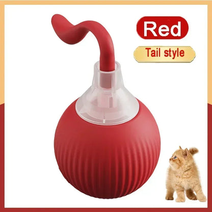 Rechargeable Cat Toy Automatic Rolling Ball with Simulated Tail Electric Pet Interactive Toy for Cats & Dogs