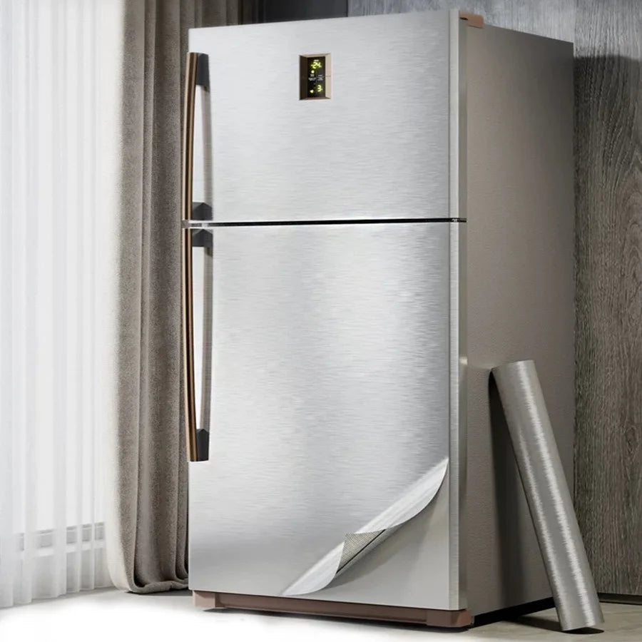 PVC Stainless Steel Removable Wallpaper - Waterproof, Oil-Proof Vinyl Sticker for Kitchen & Appliances