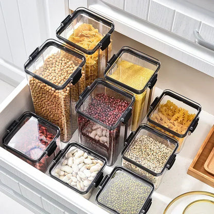Stackable Plastic Food Storage Containers Set 460-1800ml for Grains, Tea & Snacks