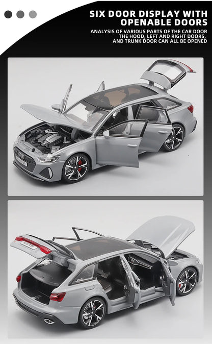 1/32 RS6 Alloy Diecast Toy Car Model with Sound, Light, and Opening Doors - Vehicle Collection for Boys and Adults, Festival Gift