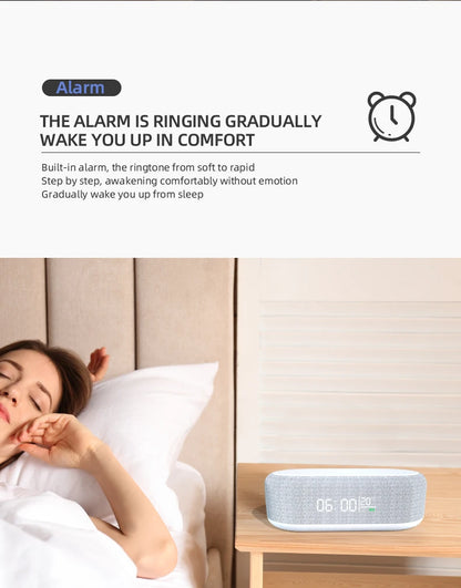 Wireless Charger Alarm Clock - 15W Fast Charging Dock with LED Light, Thermometer & Earphone Stand for iPhone & Samsung