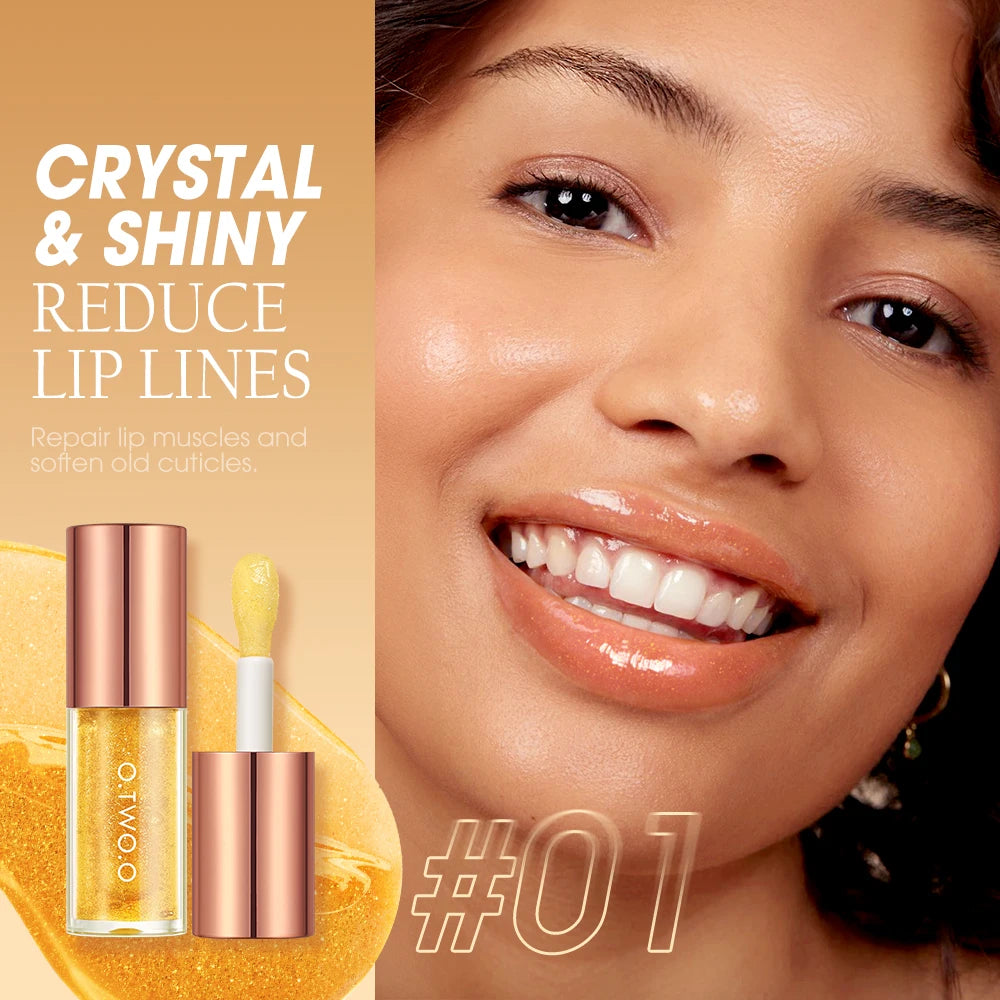 O.TWO.O Lip Oil Gloss – Moisturizing Lip Plumper, Non-Sticky Glossy Glitter Tint & Balm