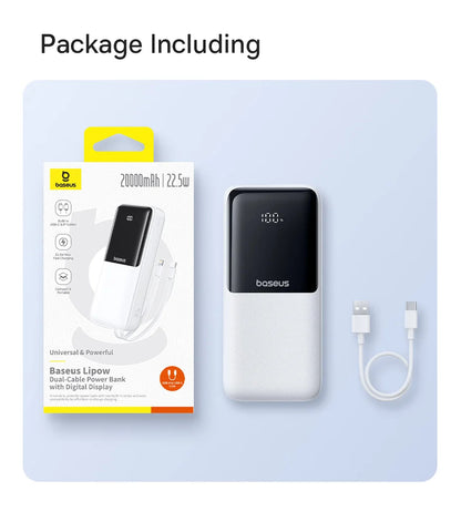 Baseus 20000mAh Power Bank, PD 22.5W Fast Charging, External Battery Charger for Xiaomi, Poco, iPhone, Samsung, iPad