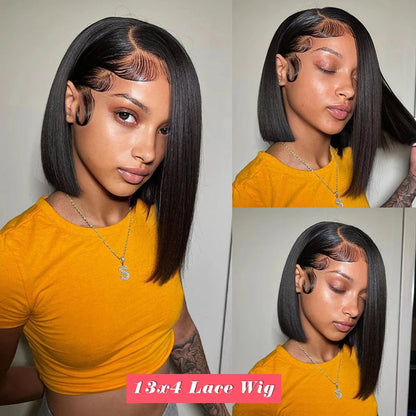 BOB Lace Front Wig Human Hair 13x4 HD Transparent Lace Frontal for Women