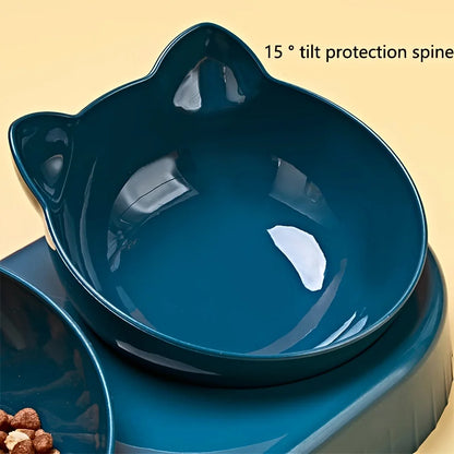 3-in-1 Tilted Pet Bowl Set with Water Feeder & Gravity Bottle for Neck Protection