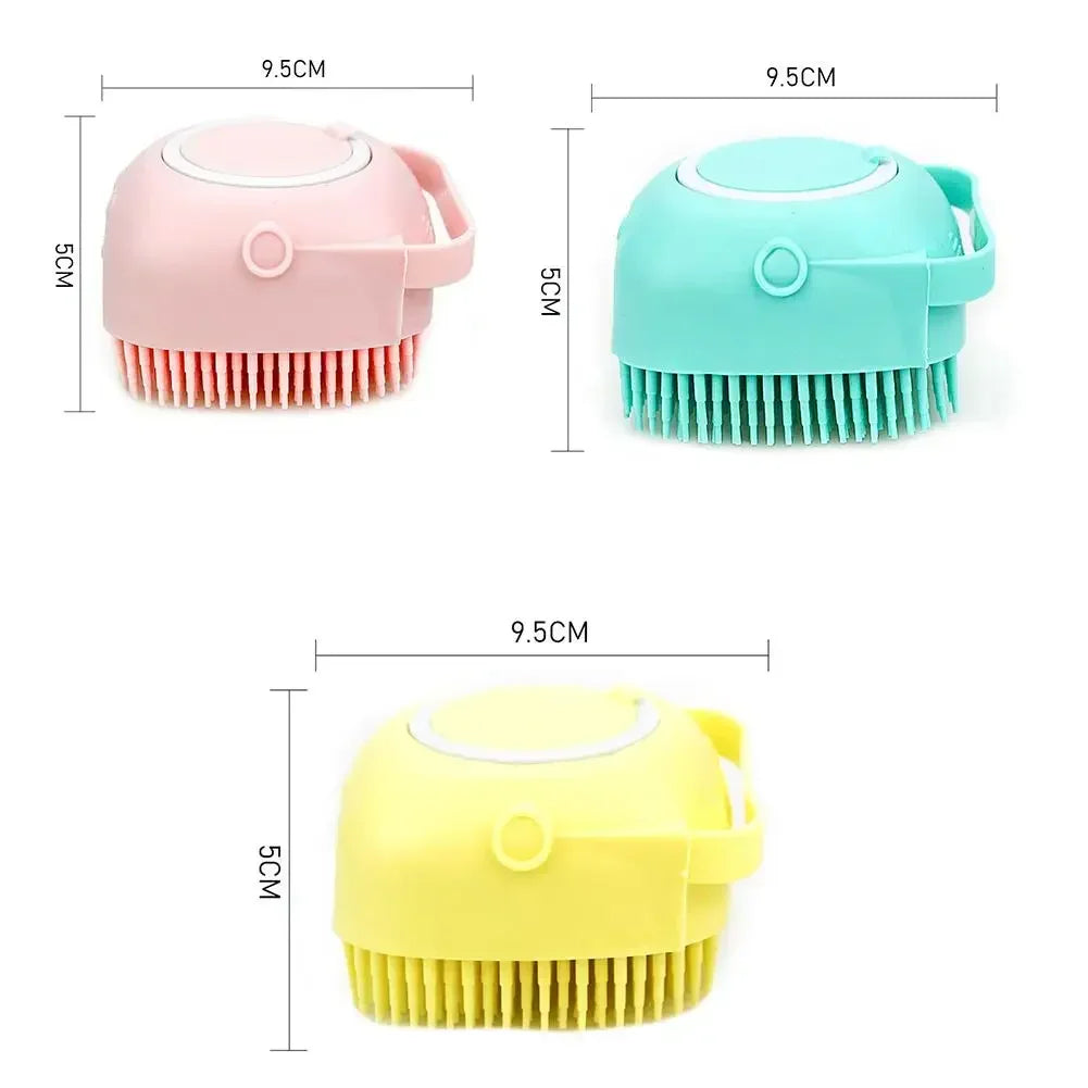 Pet Dog Shampoo Brush 2.7oz 80ml Cat Massage Comb Soft Silicone Rubber Grooming Scrubber for Bathing Short Hair