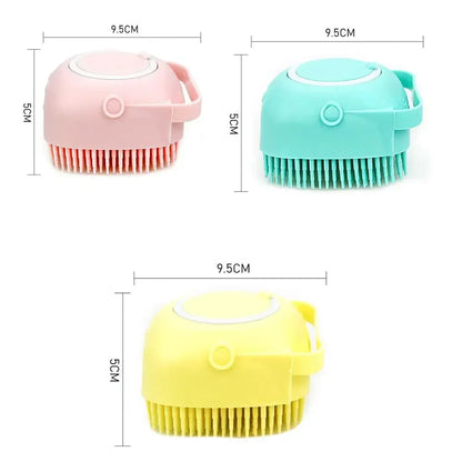 Pet Dog Shampoo Brush 2.7oz 80ml Cat Massage Comb Soft Silicone Rubber Grooming Scrubber for Bathing Short Hair