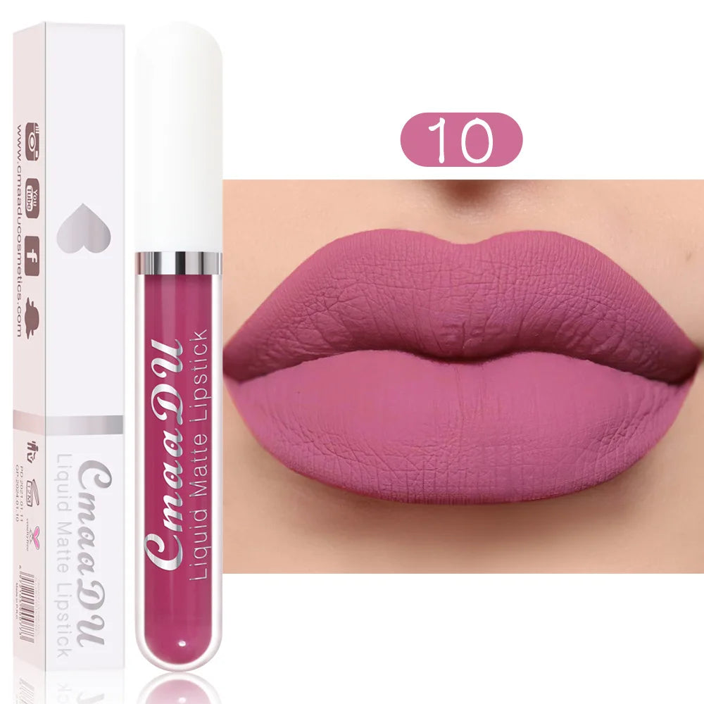 18-Color Long-Lasting Velvet Matte Liquid Lipstick Waterproof Non-Stick Cup