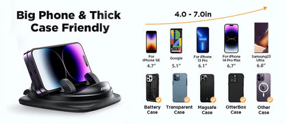 Joyroom Universal Dashboard Car Phone Holder - Upgraded Reusable Silicone Anti-Slip Mount for Car Dash