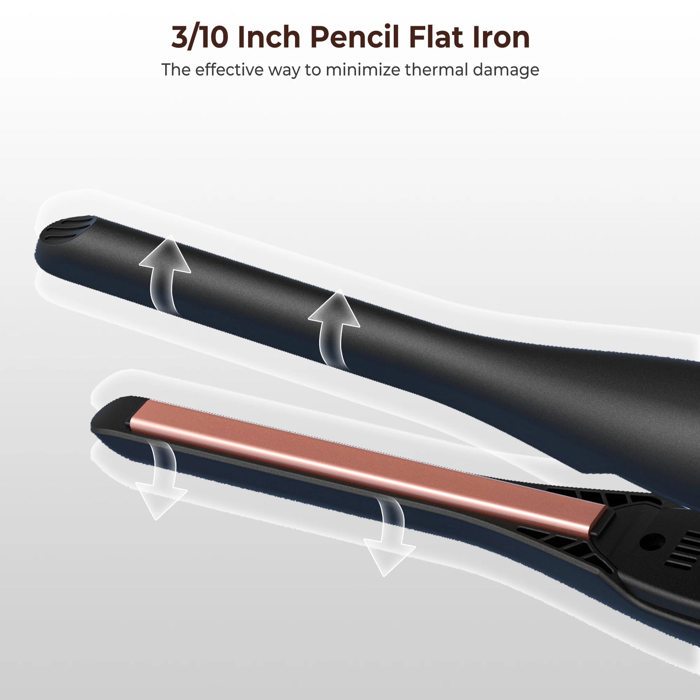 Small Flat Iron for Short Hair & Beard Temperature Adjustable Pencil Straightener 3/10 Inch Fast Heat Up