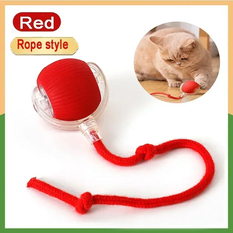 Rechargeable Cat Toy Automatic Rolling Ball with Simulated Tail Electric Pet Interactive Toy for Cats & Dogs