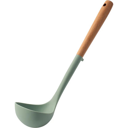 Silicone Spatula with Wooden Handle, Heat-Resistant Non-Stick Cooking Spoon for Kitchen