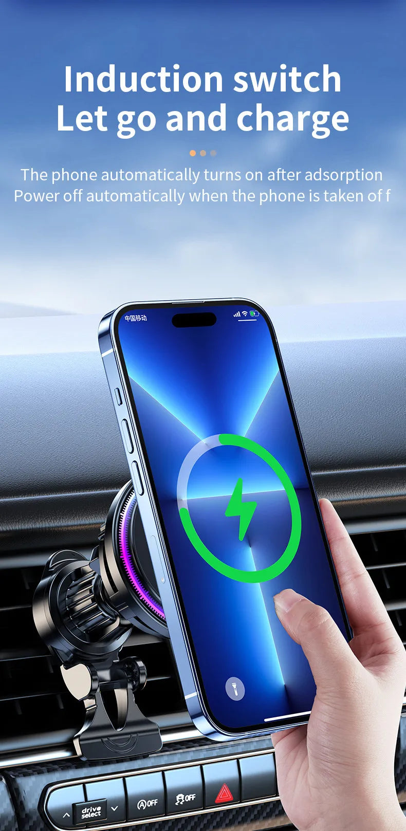 Magnetic Car Wireless Charger & Cooling Phone Holder Mount for MagSafe iPhone 12-16 Pro Max Fast Charging Stand