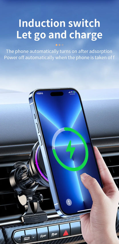 Magnetic Car Wireless Charger & Cooling Phone Holder Mount for MagSafe iPhone 12-16 Pro Max Fast Charging Stand