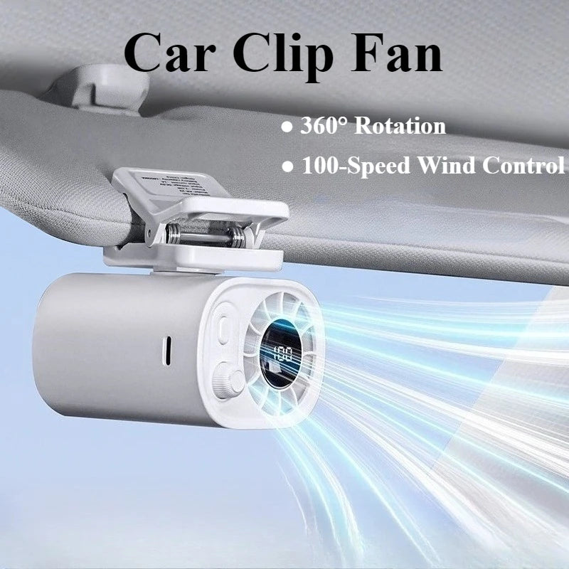 360° Rotatable 12V USB Rechargeable Portable Car Clip Fan