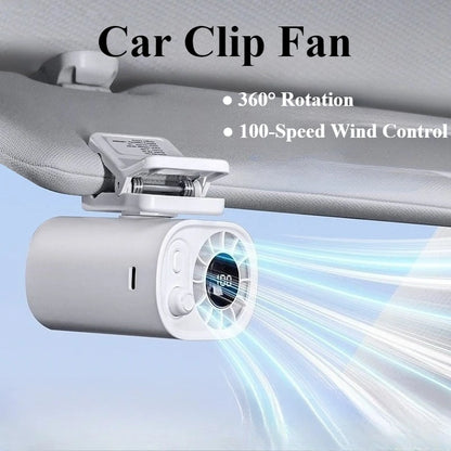 360° Rotatable 12V USB Rechargeable Portable Car Clip Fan