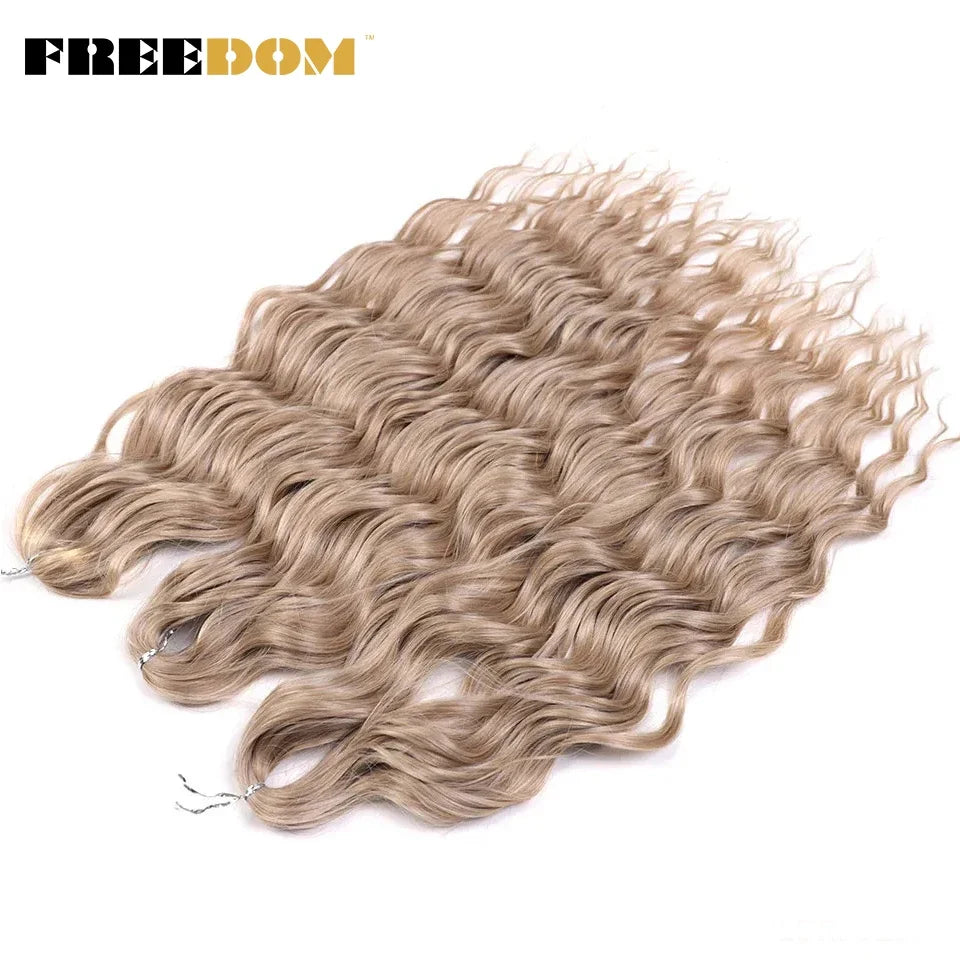 FREEDOM Synthetic Braiding Hair Extensions 24inch Loose Deep Wavy Ombre Brown Rainbow Twist