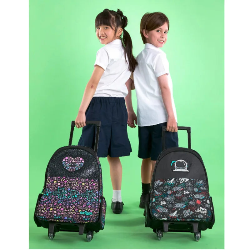 New Original Australia Smiggle Schoolbag for Girls with Black Cat Flower Lunch Bag & Pencil Case